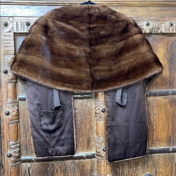 Vintage Real Mink Fur Stole / Shrug | Old Hollywood Bridal Capelet | Brown | OS - Picture 8 of 8